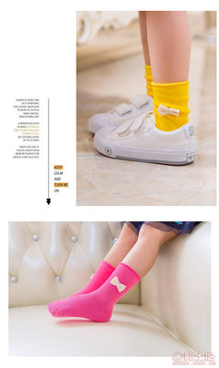 Q1668童趣娃品春季新款女寶純色卷邊蝴蝶結兒童襪子 精致童裝，批發首選